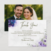 Elégant aquarelle Mariage Floral Carte de remercie (Devant / Derrière)