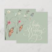 Elégant Aquarelle Moderne Carte de Mariage Floral (Devant / Derrière)