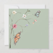 Elégant Aquarelle Moderne Carte de Mariage Floral (Dos)