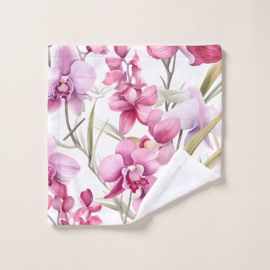 Elégant Aquarelle Orchidées (Gant de toilette)