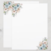 Elégant aquarelle papier papeterie florale (Devant / Derrière)
