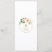 Elégant Aquarelle Rose Blush Floral Baptism Menu (Dos)