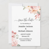 élégant aquarelle rose floral enregistrer la carte (Devant)