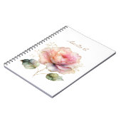 Elégant Aquarelle rose Rose Carnet blanc (Côté gauche)