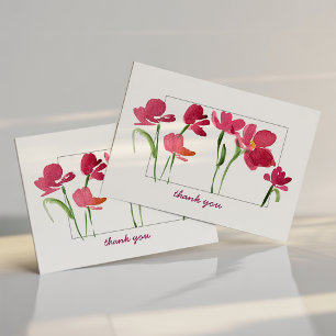 Élégant Aquarelle Rouge Fleurs Déliées Merci