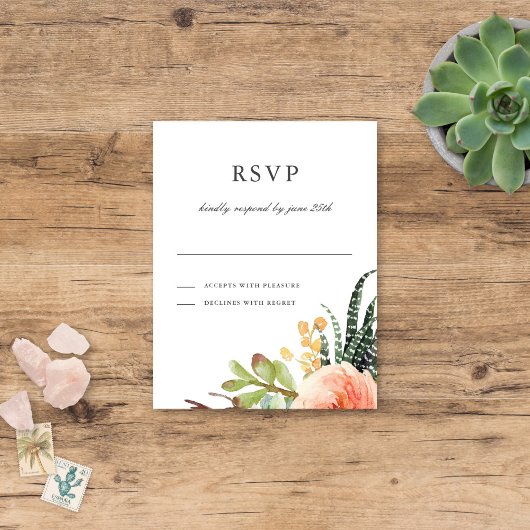 Elégant aquarelle Succulent RSVP | Réponse du Mari