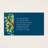 Elégant Aquarelle Verdure Feuillage Botanique Bleu (Dos)