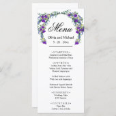 Elégant aquarelle violette Mariage Menu (Devant / Derrière)