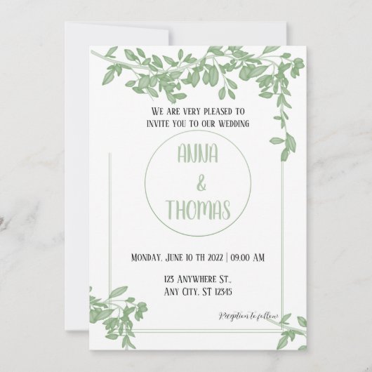 Elégant ArboréalVerdure feuille Faire-part de mari (Devant)