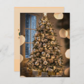 Élégant Arbre de script non photo Cartes de Noël (Devant / Derrière)