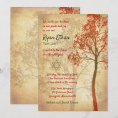 Elégant arbre de vie Barre Mitzvah Invitation (Devant / Derrière)