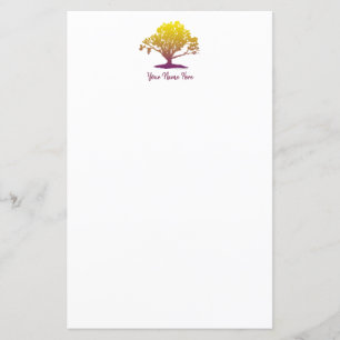 Élégant arbre de vie Monogramme Feuille de papier