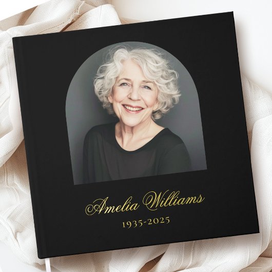 Elégant arc amoureux mémoire funéraire photo mémor