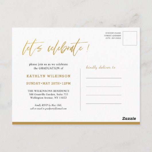 Elégant Arc de script or photo GRAD Invitation (Dos)