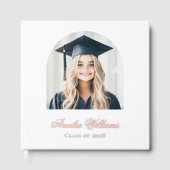 Elégant arc diplômé photo nom classe blanc réel (Recto)