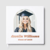 Elégant arc diplômé photo rétro nom classe blanche (Recto)