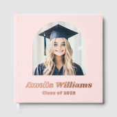 Elégant arc diplômé photo rétro nom classe rose (Recto)