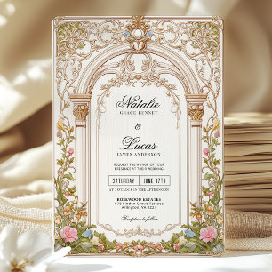 Elégant Arc Floral Art Nouveau Faire-part de maria