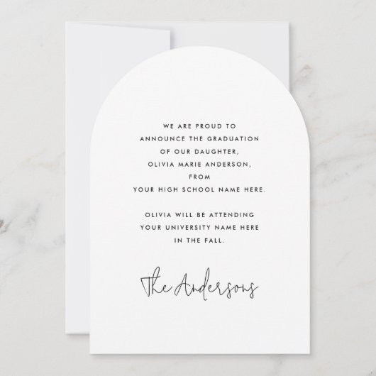 Elégant arc moderne faire-part de graduation photo (Dos)