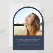 Elégant Arc Photo Blue Graduation Faire-part (Dos)