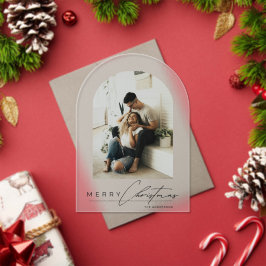 Elegant Arch 1 Photo Merry Christmas Holiday Card Acryl Uitnodigingen
