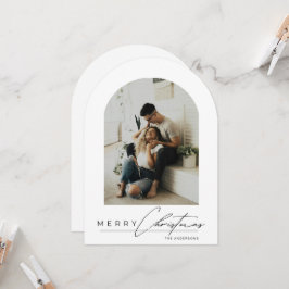 Elegant Arch 1 Photo Merry Christmas Holiday Card Kaart