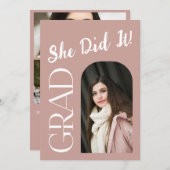 Elegant Arch Afstuderen Invitation | Aangepaste fo Kaart (Voorkant / Achterkant)