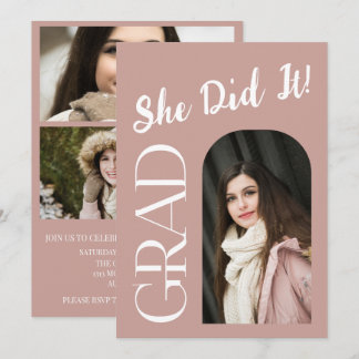 Elegant Arch Afstuderen Invitation | Aangepaste fo Kaart