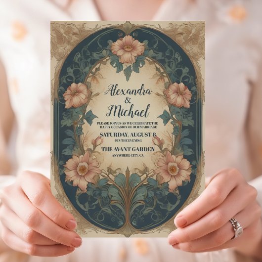 Elegant Arch Art Nouveau Wedding Kaart