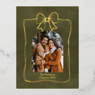 Elegant Arch Familie Foto Bow Kerstmis Folie Feestdagen Briefkaart