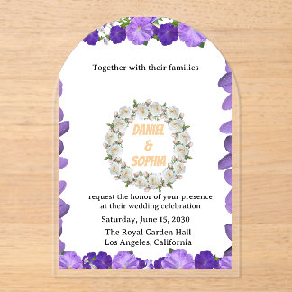Elegant Arch Floral Wedding Invitation | Acrylic  Acryl Uitnodigingen