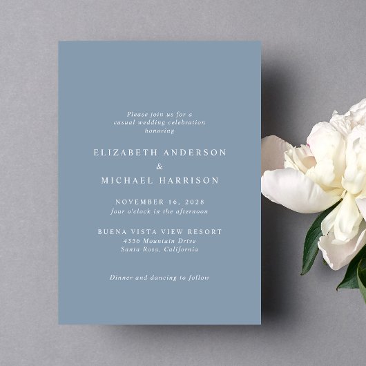 Elegant Arch Foto Dusty Blue Casual Wedding Kaart