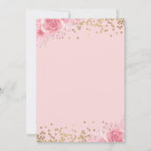 Elegant Arch Gold Glitter Pink Floral Girl Baptism Kaart (Achterkant)