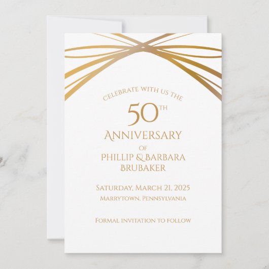 Elegant Arch Golden 50ste Jubileum Save the Date (Voorkant)