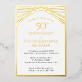 Elegant Arch Gouden 50ste Verjaardagsfeest Bruilof Folie Uitnodiging (Voorkant)