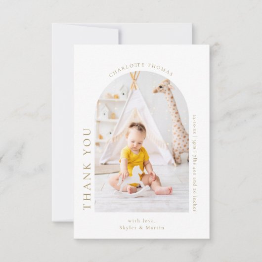 Elegant Arch Hartelijk dank Grafisch Baby shower H Bedankkaart (Voorkant)