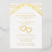 Elegant Arch Heart Golden 50ste bruiloft Jubileum Folie Uitnodiging (Voorkant)