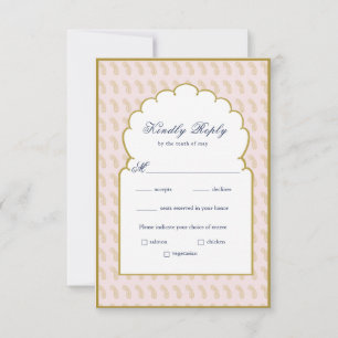 Elegant Arch lijst Roze Indiase bruiloft RSVP Kaar Kaartje