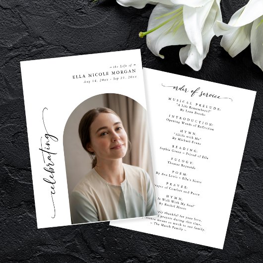 Elegant Arch Photo Celebration of Life Funeral Programma
