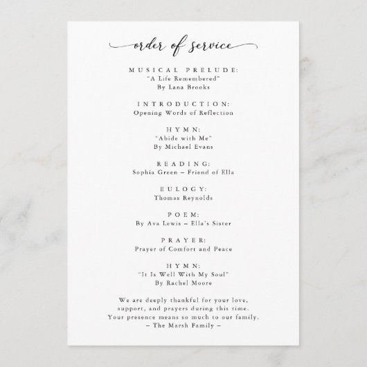 Elegant Arch Photo Celebration of Life Funeral Programma (Achterkant)