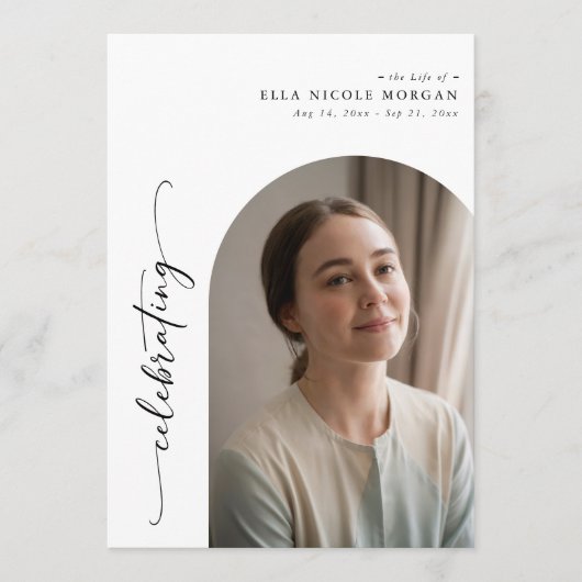 Elegant Arch Photo Celebration of Life Funeral Programma (Voorkant)