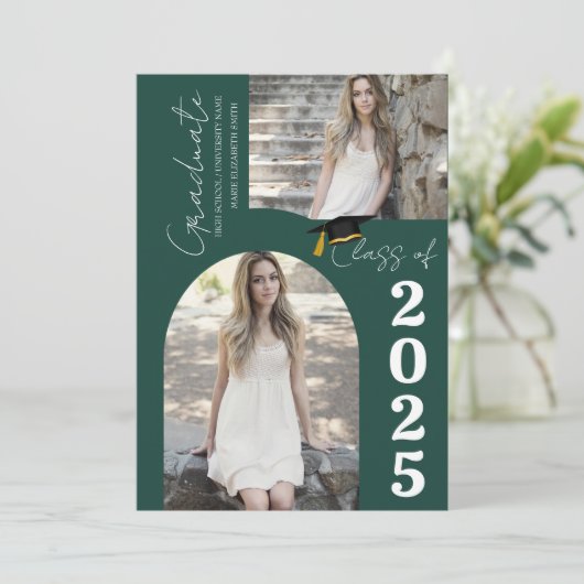 Elegant Arch Photo College High School Afstuderen Aankondiging (Staand voorkant)
