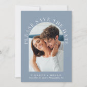 Elegant Arch Photo Dusty Blue Save The Date (Voorkant)