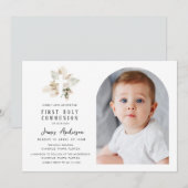 Elegant arch photo first holy communion invitation (Devant / Derrière)