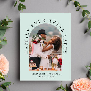 Elegant Arch Photo Mint Wedding Reception nodigt u Aankondigingskaart