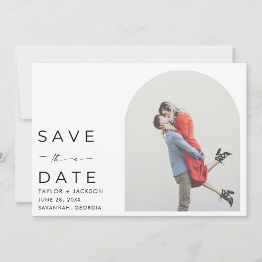 Elegant Arch Photo Modern Wedding  Save The Date (Voorkant)