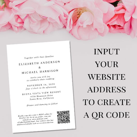 Elegant Arch Photo QR Code All in One Weddenschap Kaart