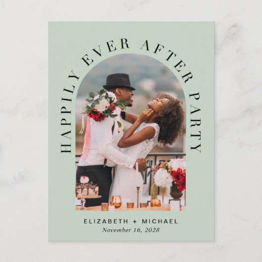 Elegant Arch Photo Sage Wedding Reception Uitnodiging Briefkaart (Voorkant)