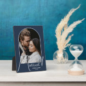 Elegant Arch Wedding Photo Navy Blue Fotoplaat (Zijkant)