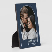 Elegant Arch Wedding Photo Navy Blue Fotoplaat (Zijkant)